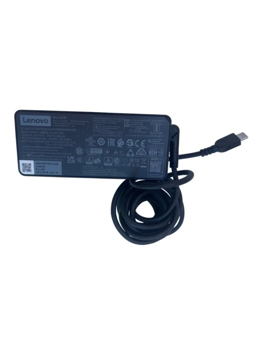Lenovo 65W USB-C Laptop Charger With Power Cord - Model ADLX65YLC3D 33b